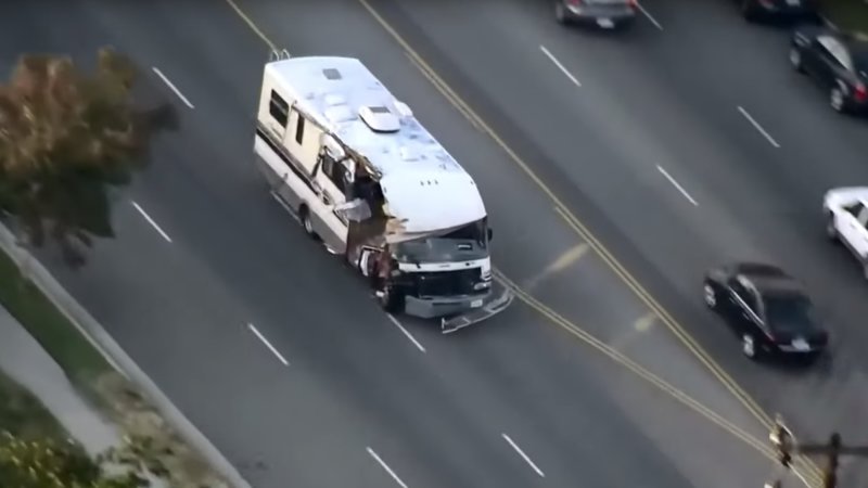 Stolen RV destroyed by woman during LAPD pursuit